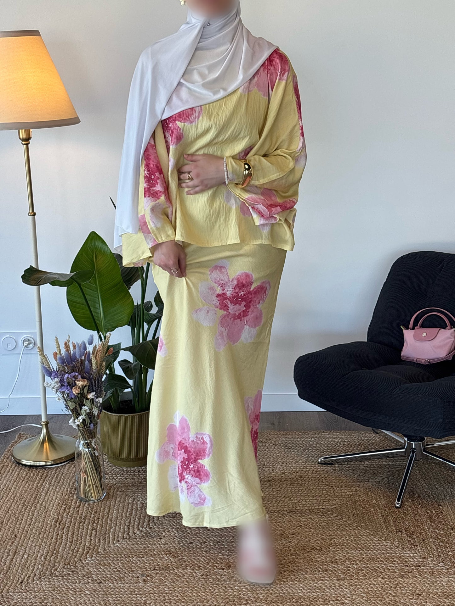 ENSEMBLE SAFIYA FLEURI JAUNE