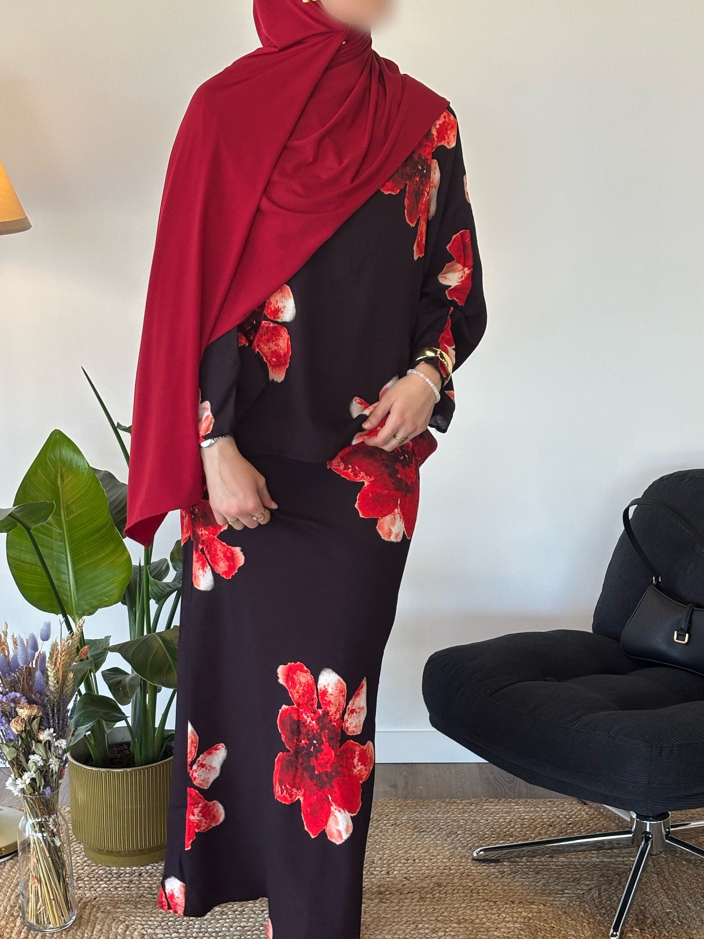 ENSEMBLE SAFIYA FLEURI NOIR