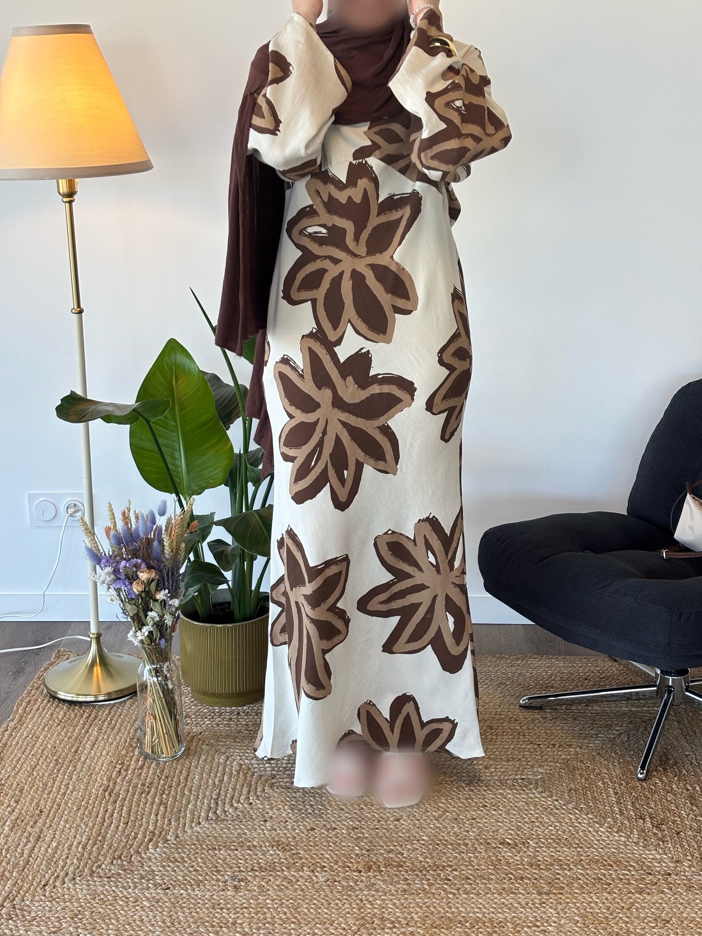 ROBE FLEURIE NAJAH MARRON