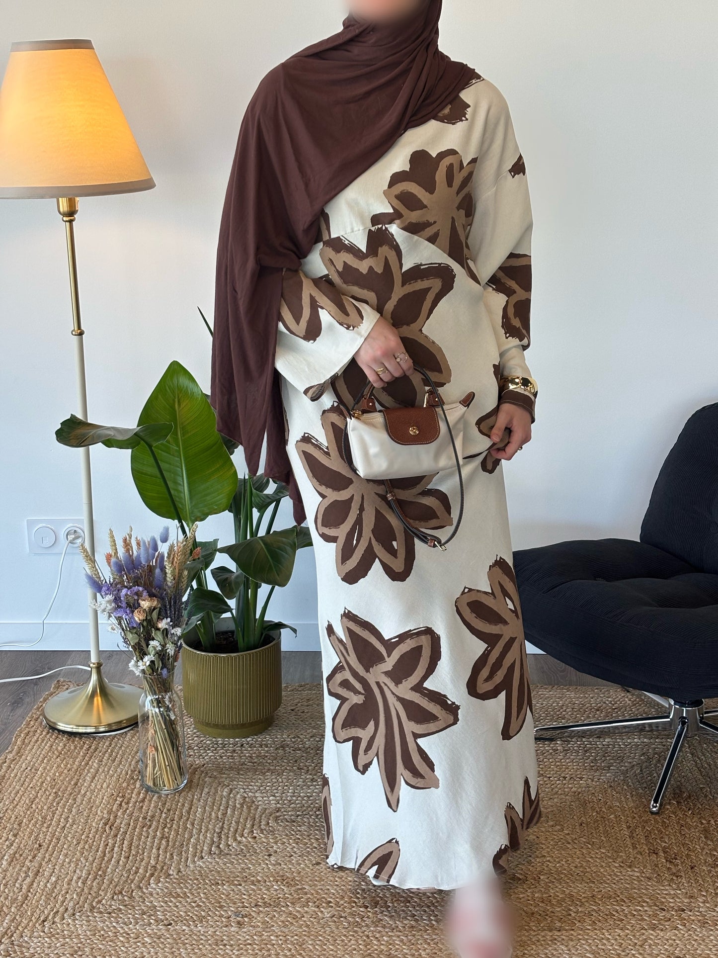 ROBE FLEURIE NAJAH MARRON