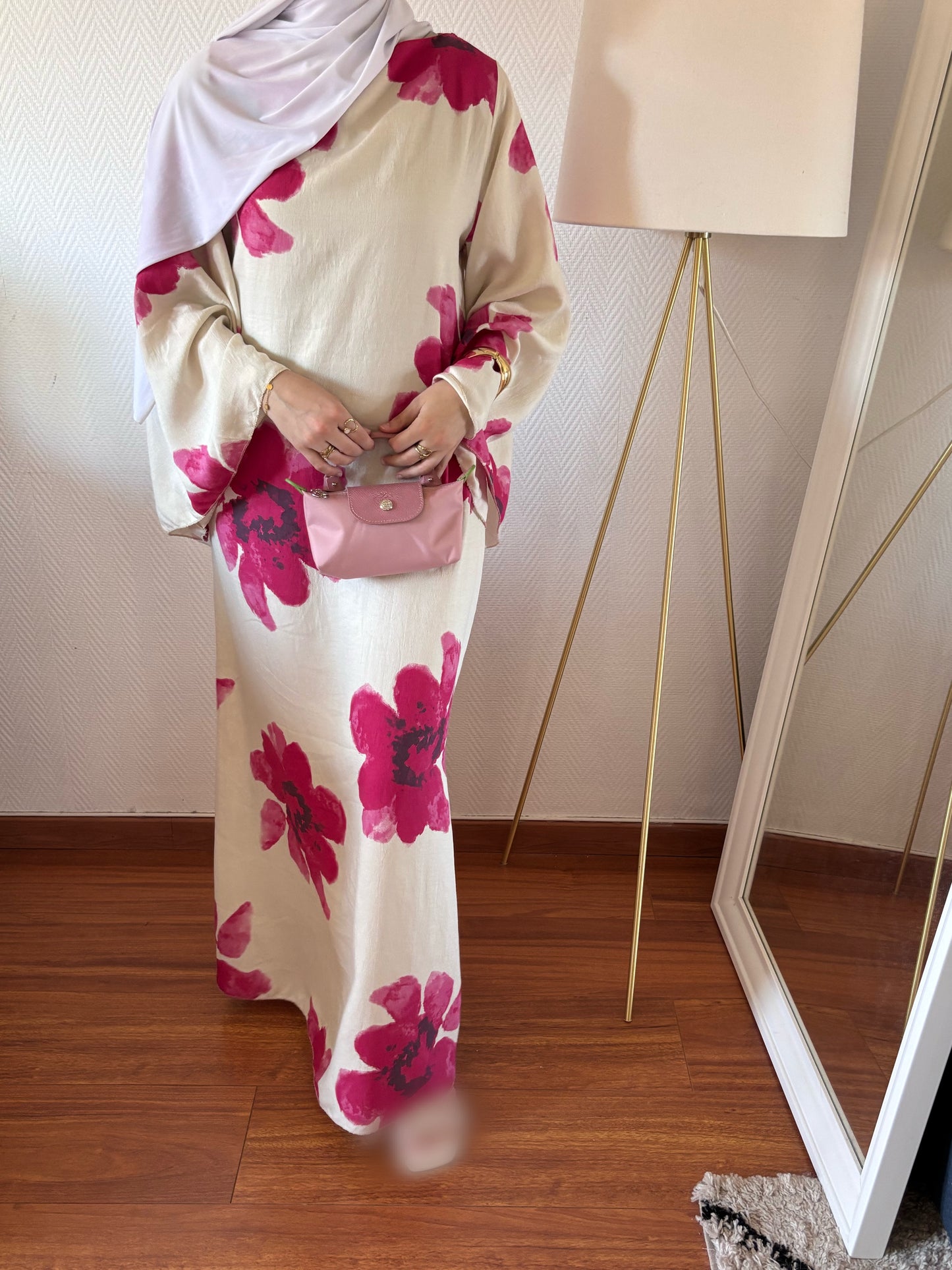 ROBE SAFIYA FLEURIE CRÈME ET ROSE