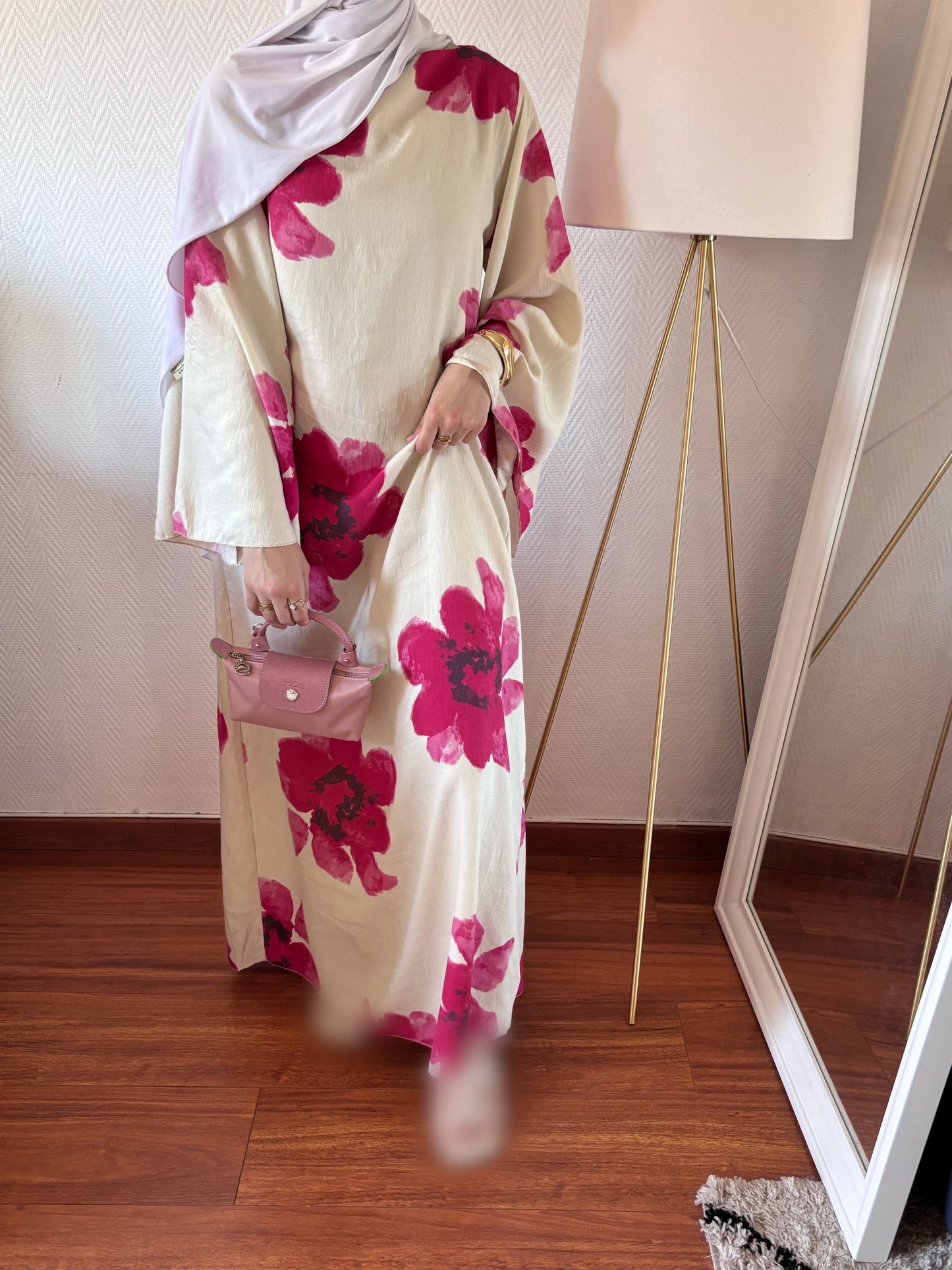 ROBE SAFIYA FLEURIE CRÈME ET ROSE