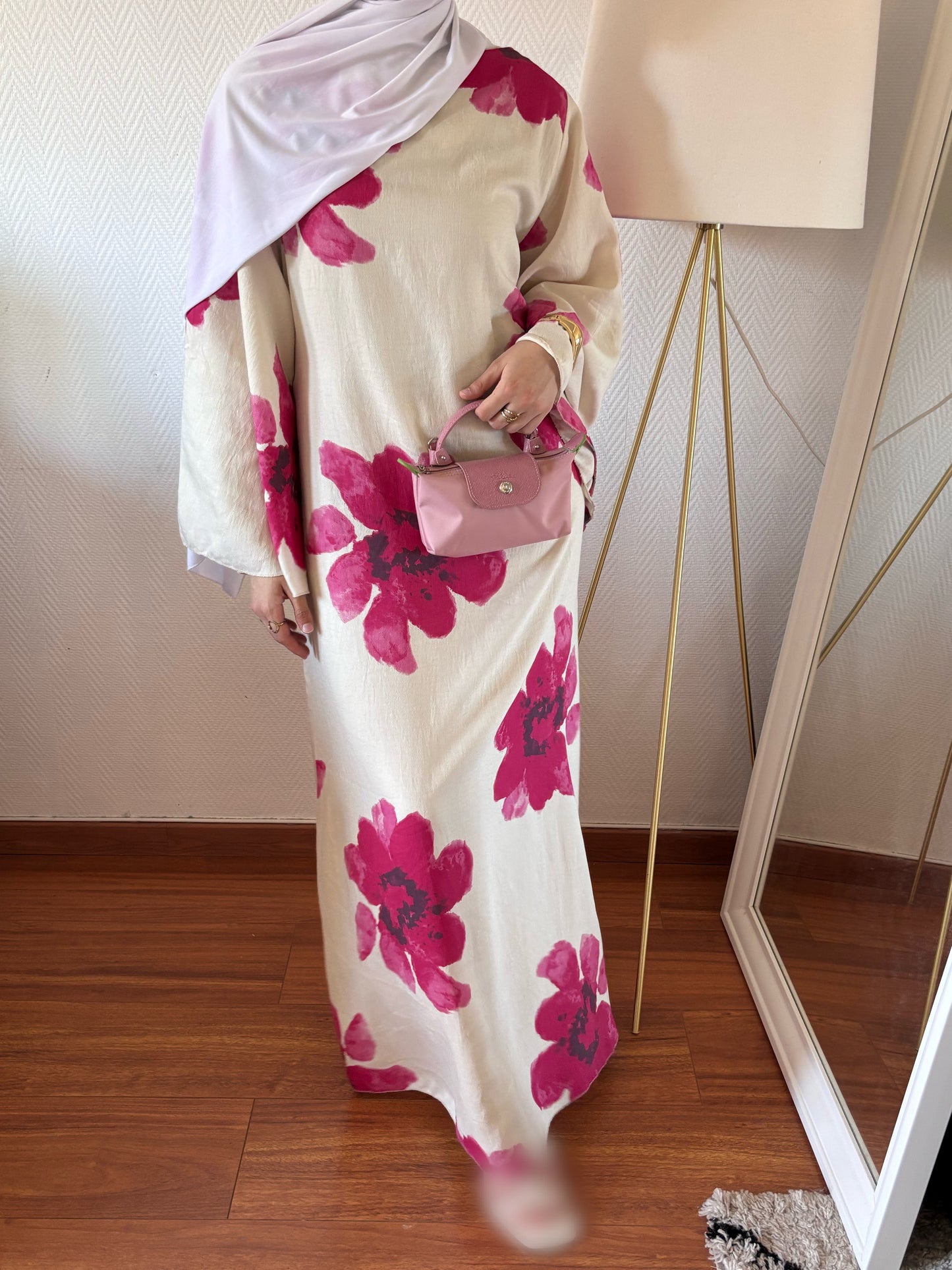 ROBE SAFIYA FLEURIE CRÈME ET ROSE