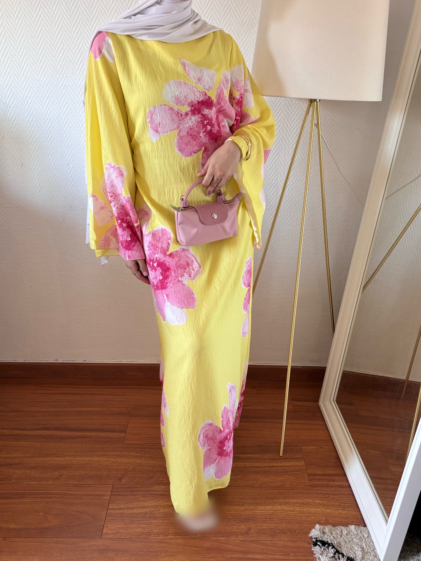 ROBE SAFIYA FLEURIE JAUNE ET ROSE