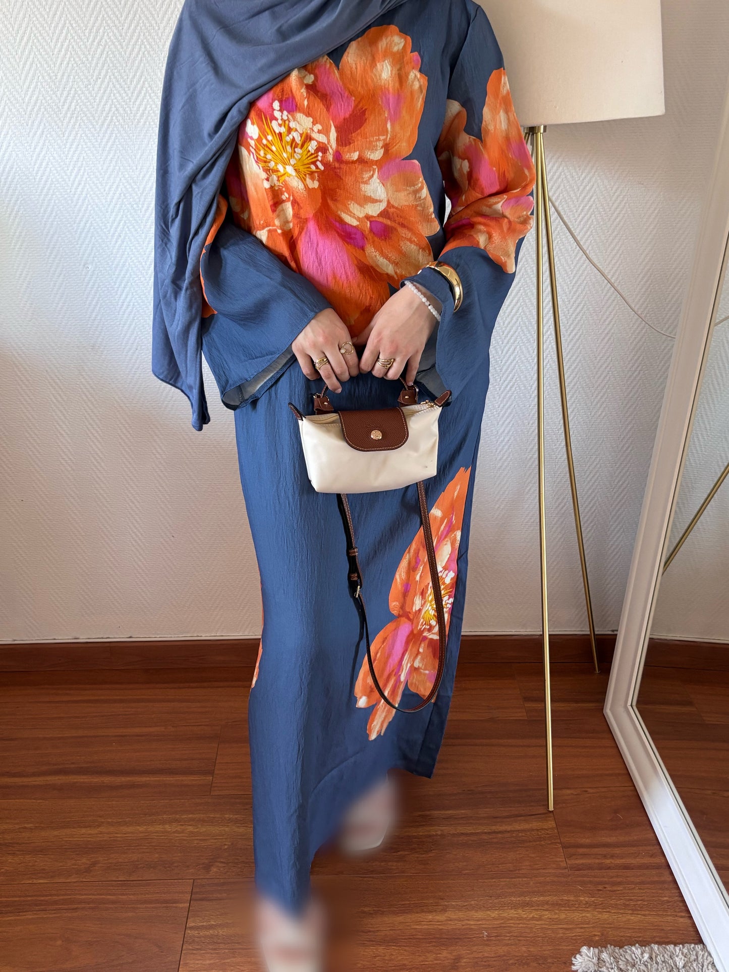 ROBE BLOOM FLEURIE BLEU ET ORANGE