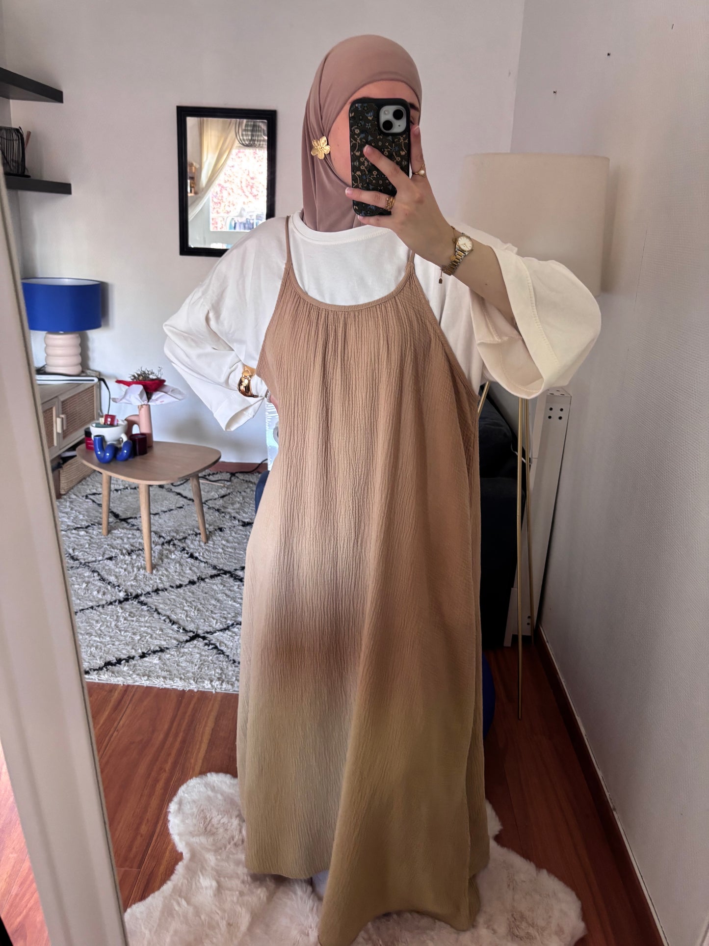 ROBE EN GAZ DE COTON ARIELLE CAMEL