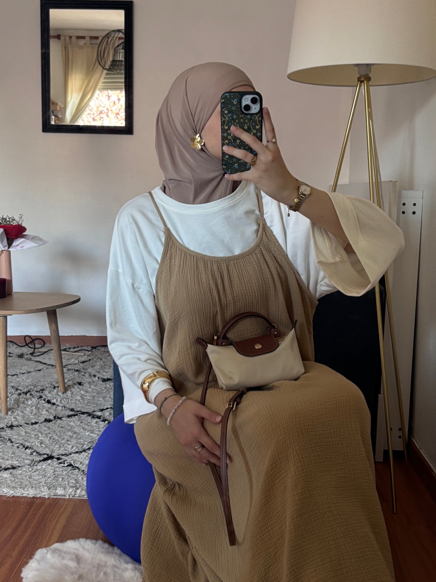 ROBE EN GAZ DE COTON ARIELLE CAMEL