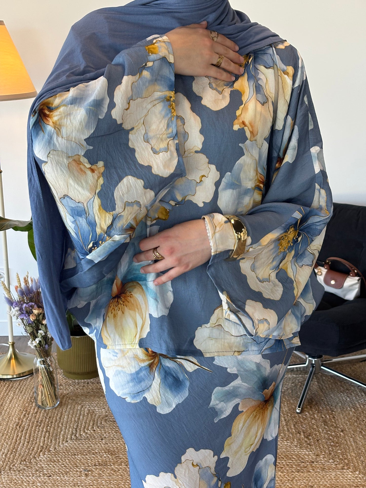 ENSEMBLE FLEURI MAÏNA BLEU