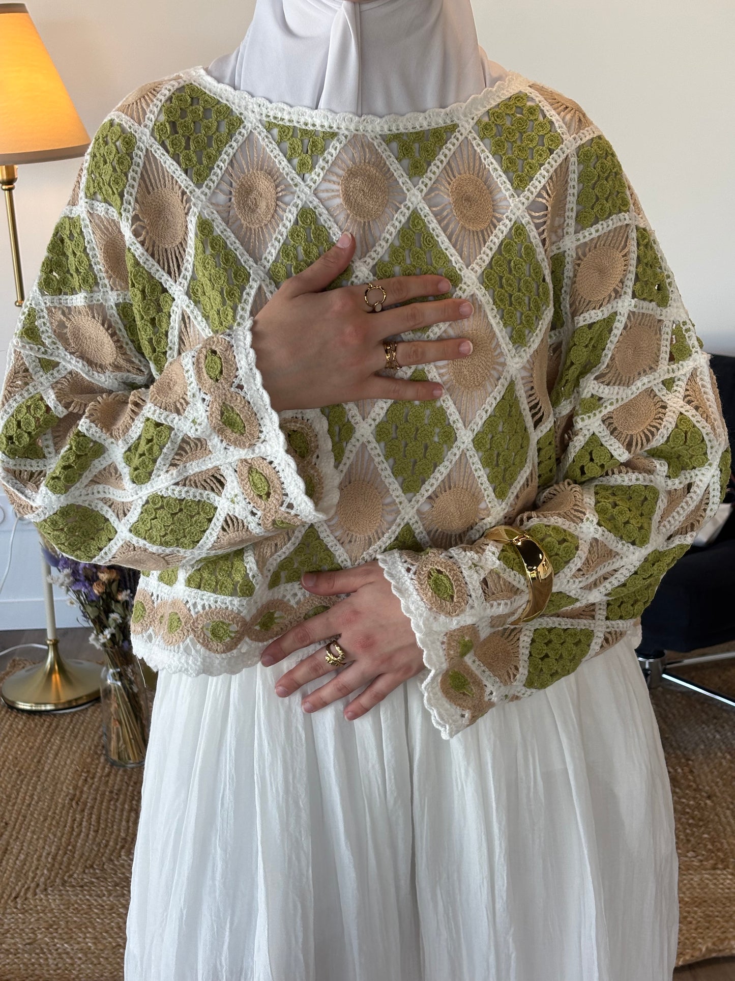 TOP EN MAILLE BALI VERT ANIS