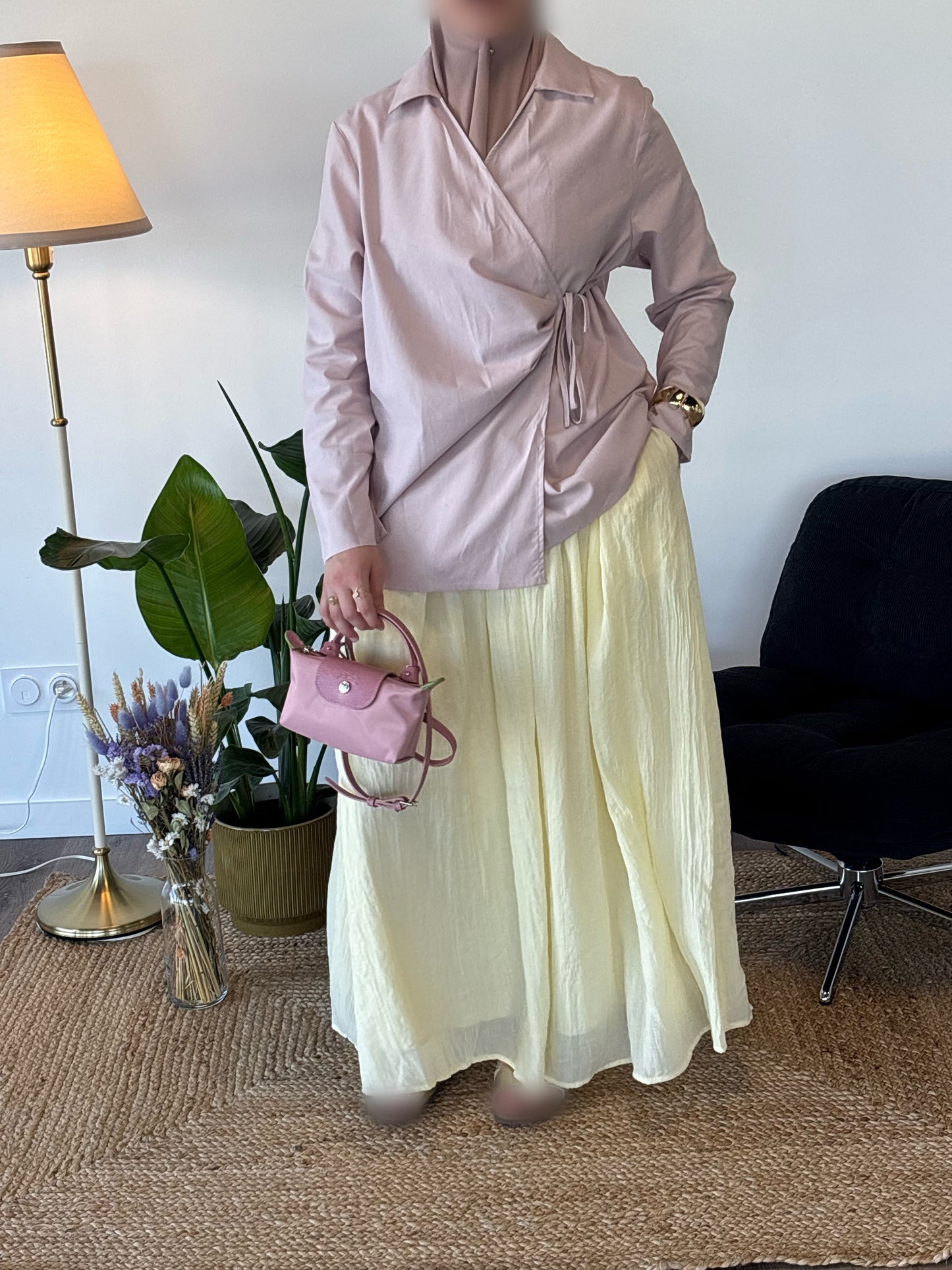 CHEMISIER CAMÉLIA VIEUX ROSE