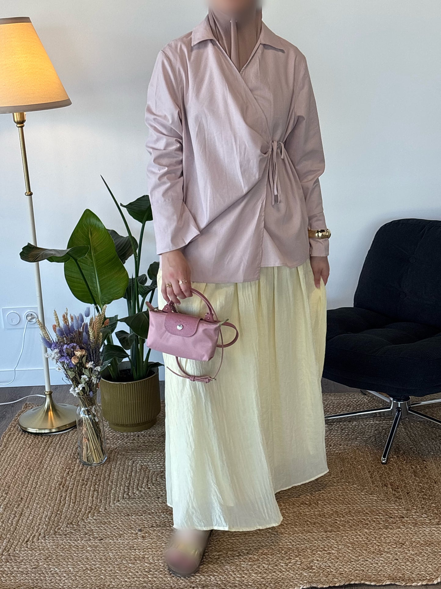 CHEMISIER CAMÉLIA VIEUX ROSE