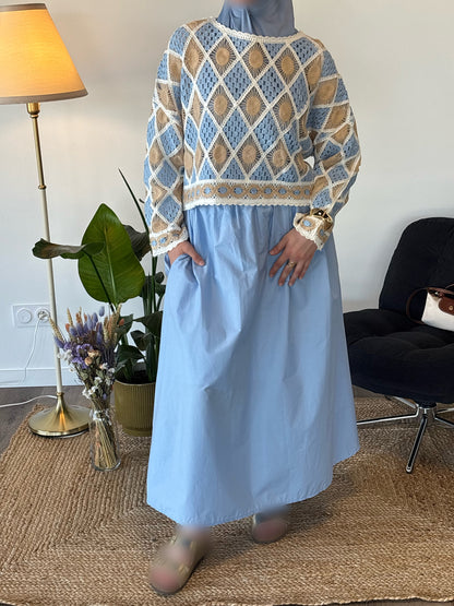 TOP EN MAILLE BALI BLEU