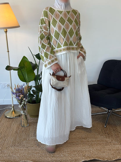 TOP EN MAILLE BALI VERT ANIS
