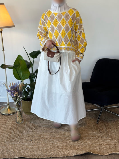 TOP EN MAILLE BALI JAUNE