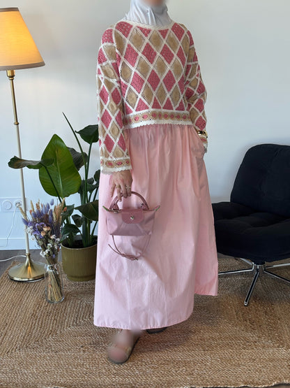 TOP EN MAILLE BALI ROSE