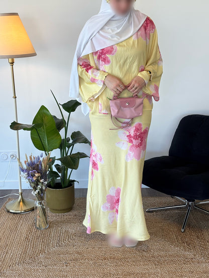 ENSEMBLE SAFIYA FLEURI JAUNE