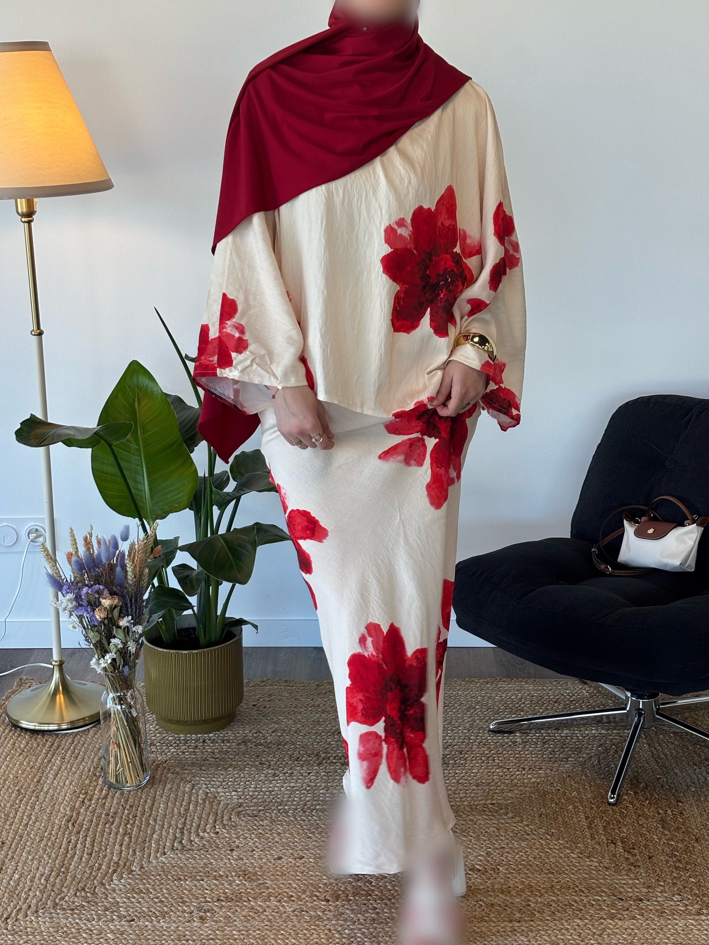 ENSEMBLE SAFIYA FLEURI CRÈME