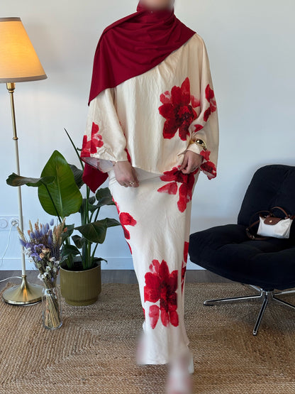 ENSEMBLE SAFIYA FLEURI CRÈME