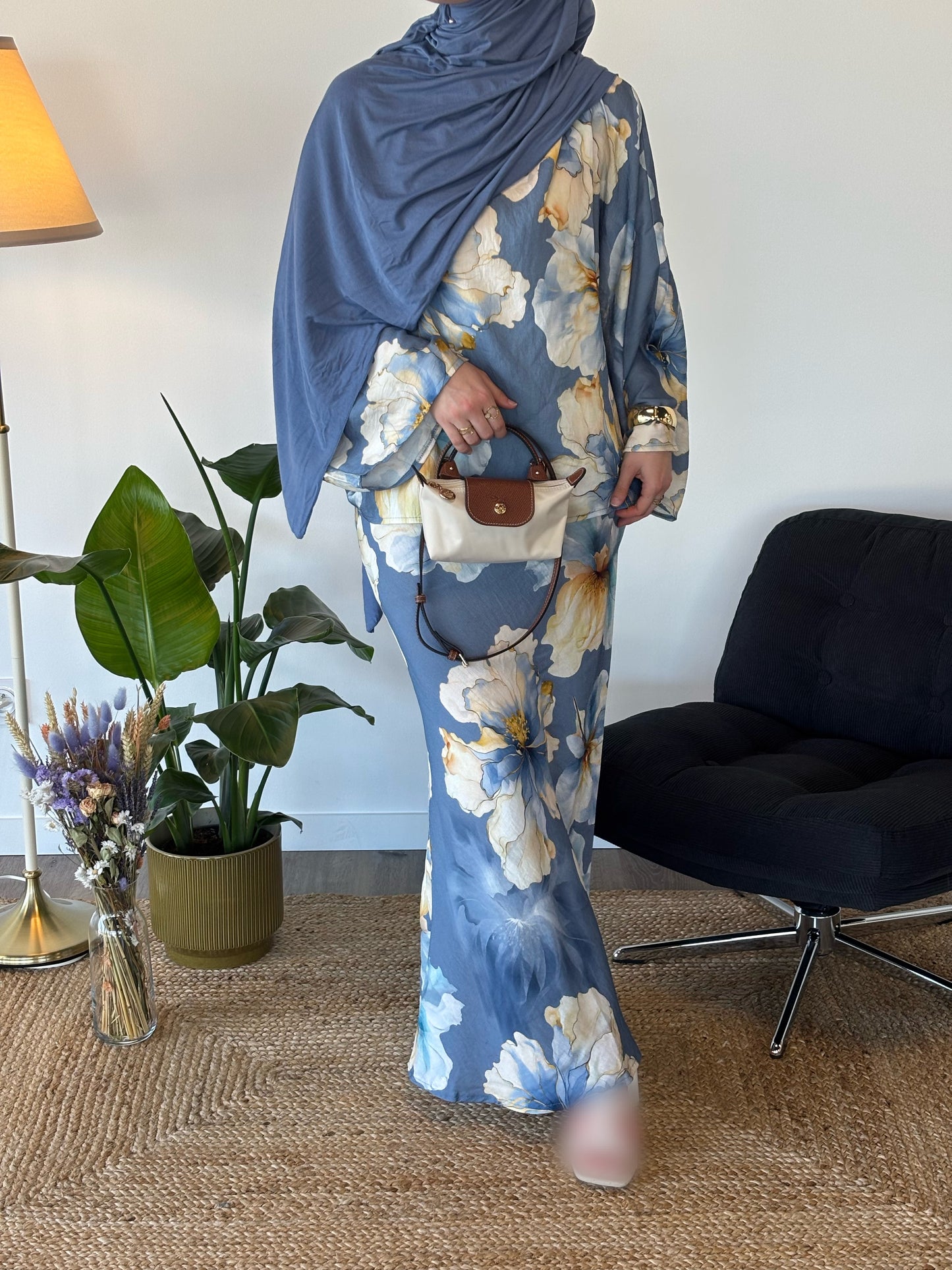 ENSEMBLE FLEURI MAÏNA BLEU