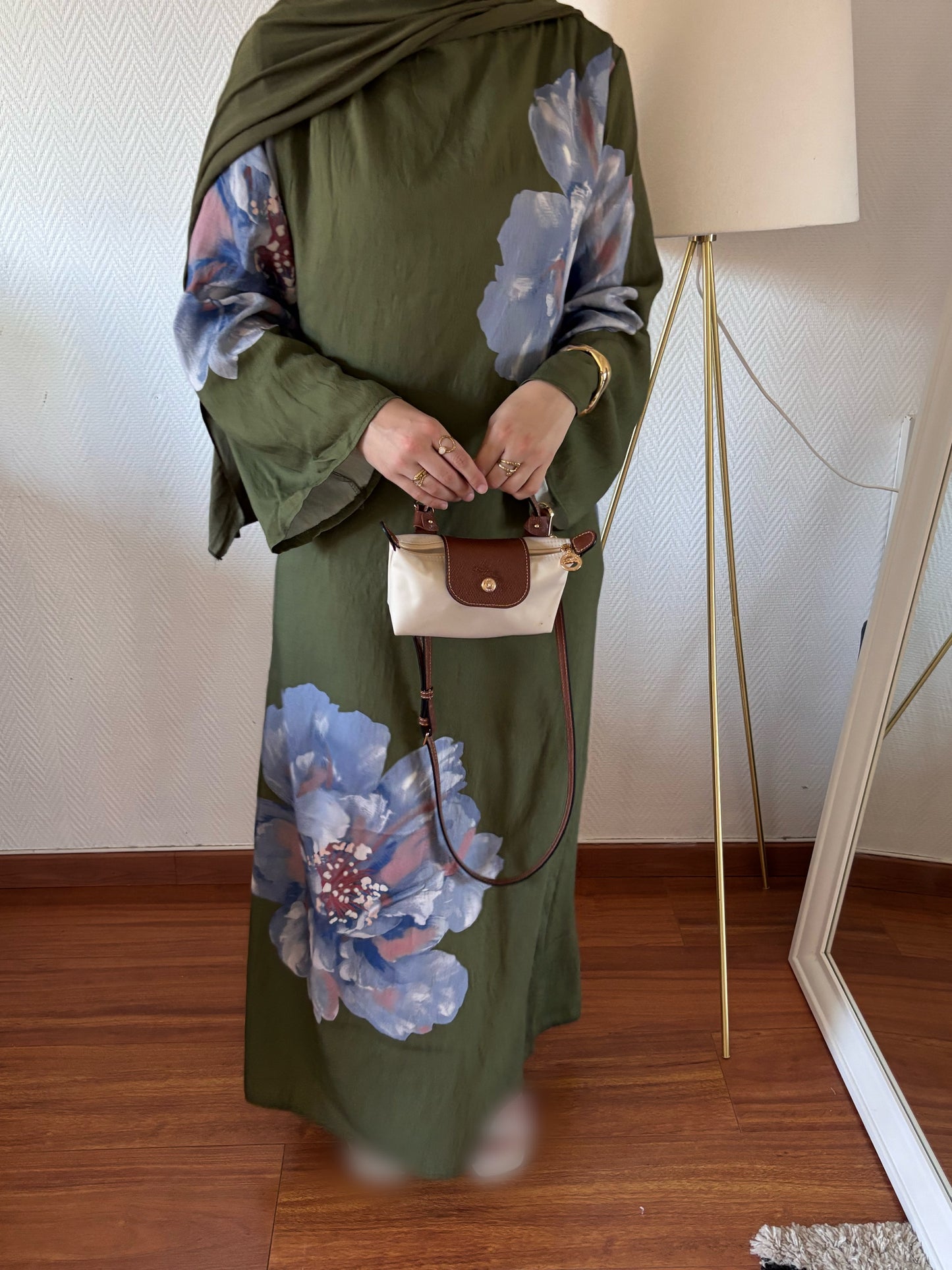 ROBE BLOOM FLEURIE KAKI ET BLEU
