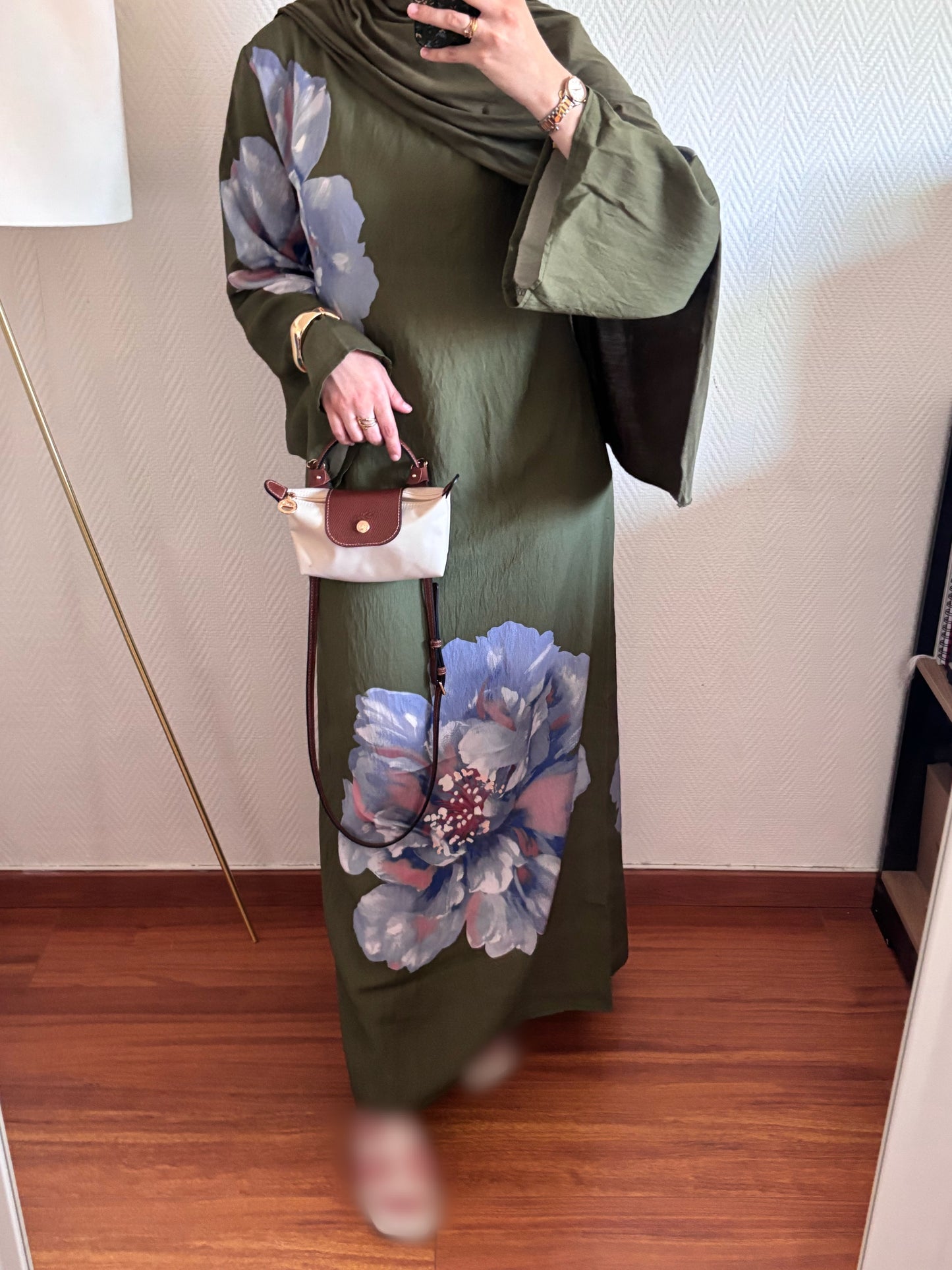 ROBE BLOOM FLEURIE KAKI ET BLEU