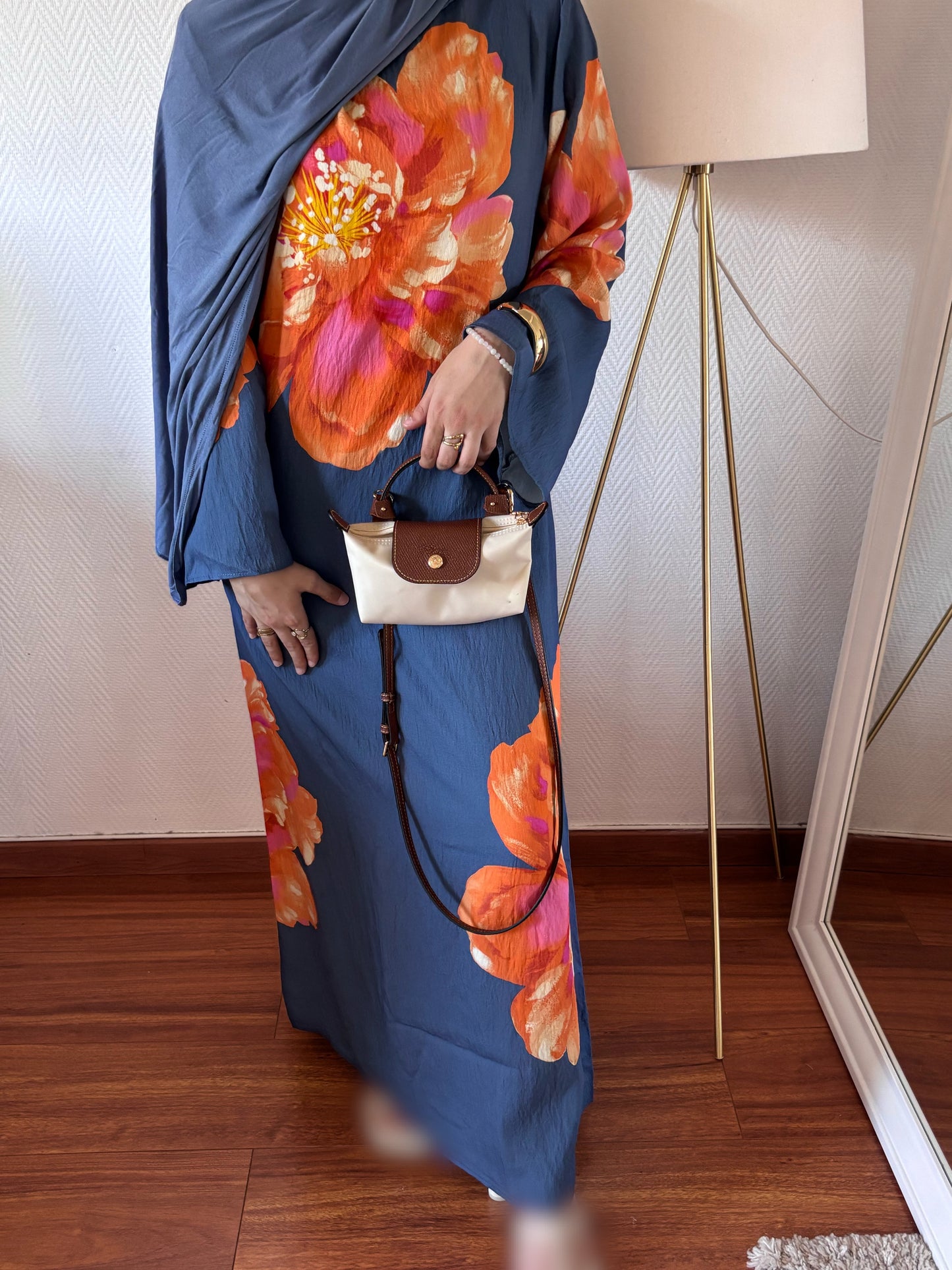 ROBE BLOOM FLEURIE BLEU ET ORANGE