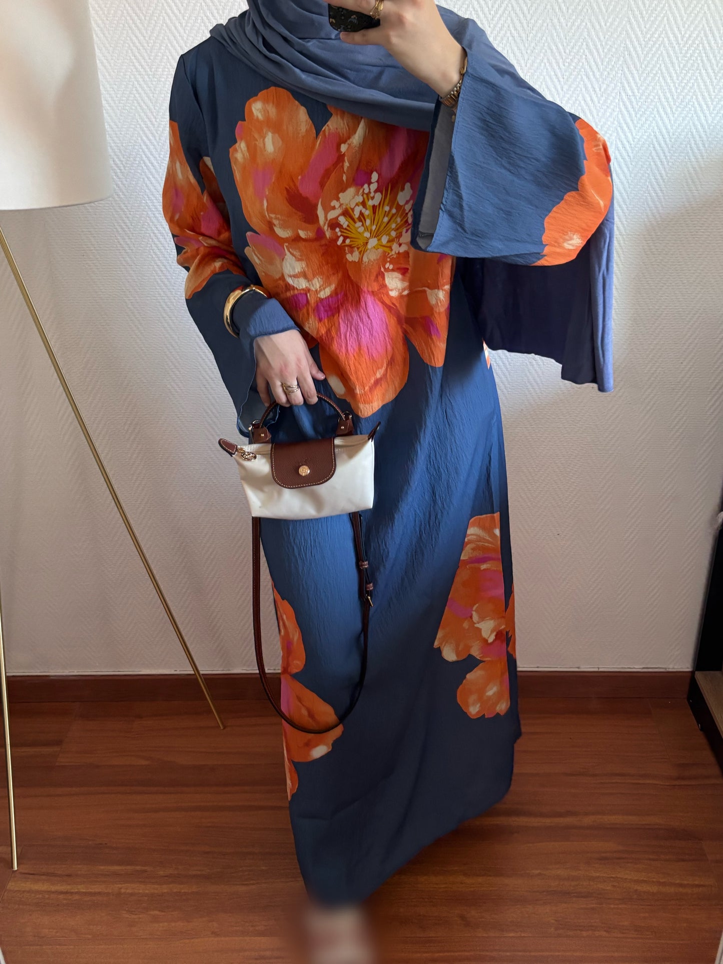 ROBE BLOOM FLEURIE BLEU ET ORANGE