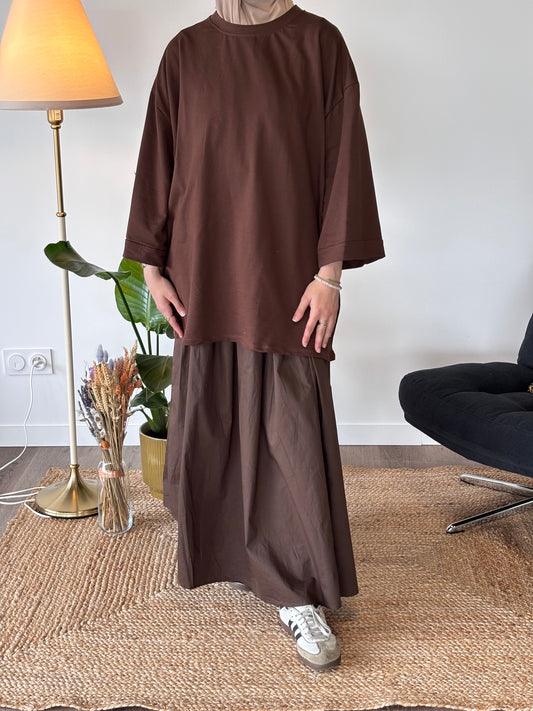 T-SHIRT MANCHE LONGUE MARRON