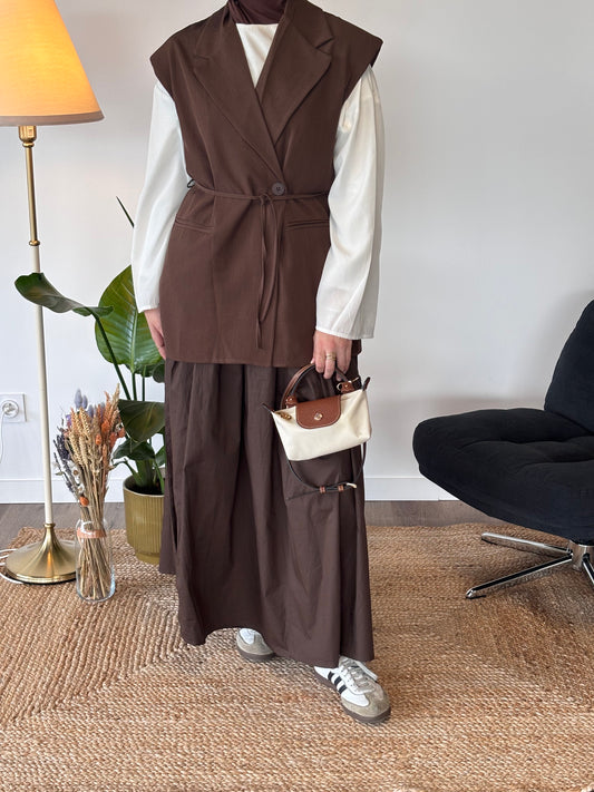BLAZER SANS MANCHE SOHO MARRON