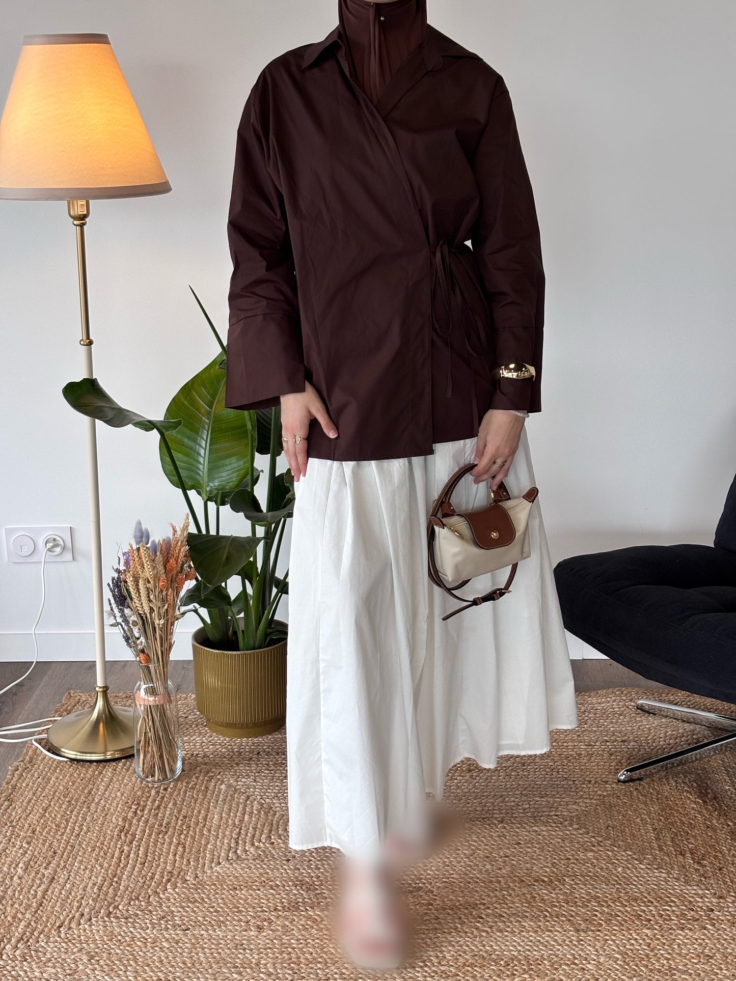 CHEMISIER A NOUER OLYMPE MARRON