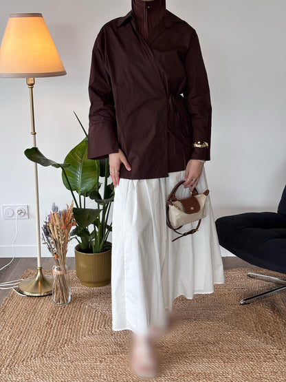 CHEMISIER A NOUER OLYMPE MARRON