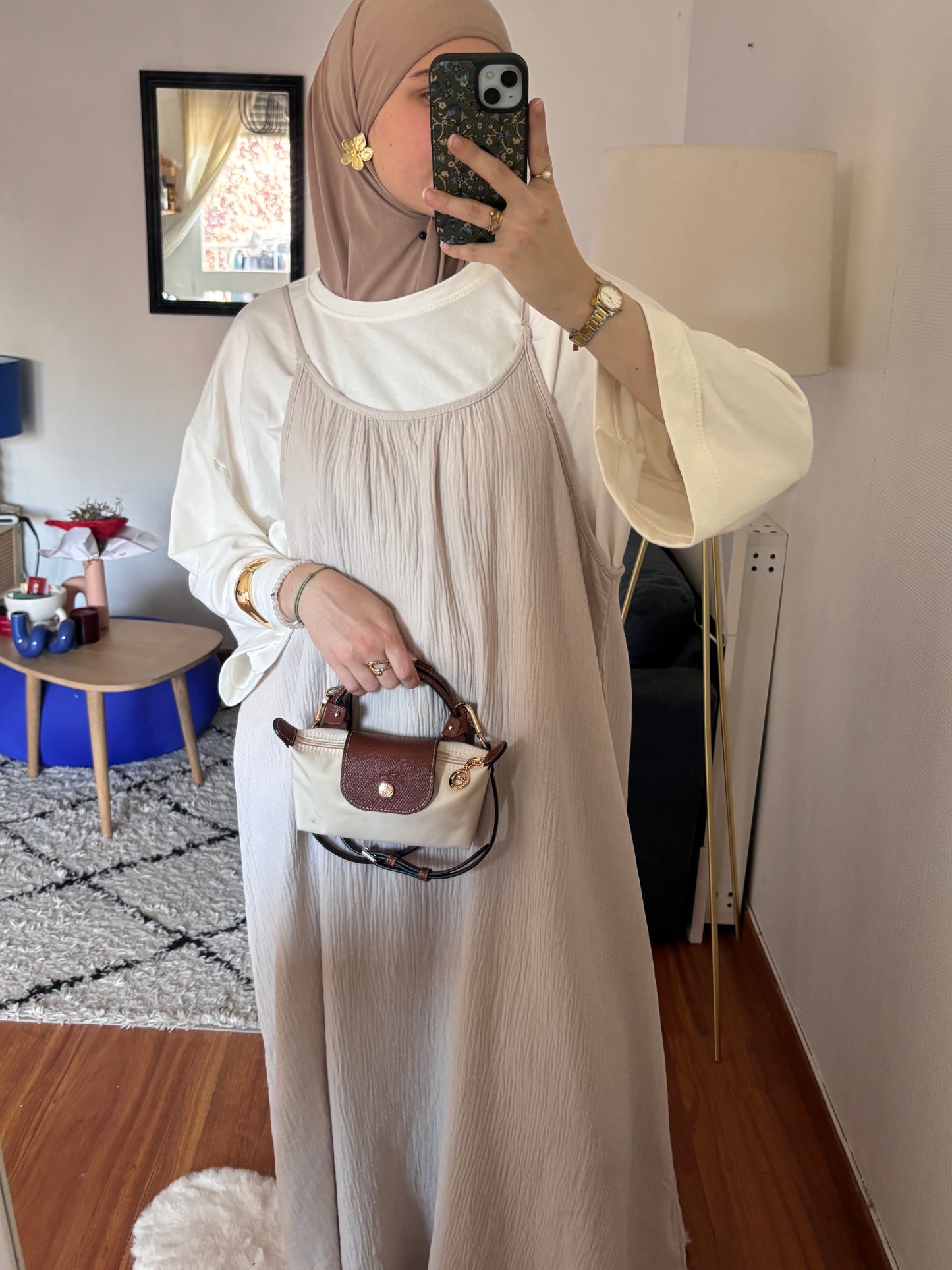 ROBE EN GAZ DE COTON ARIELLE BEIGE