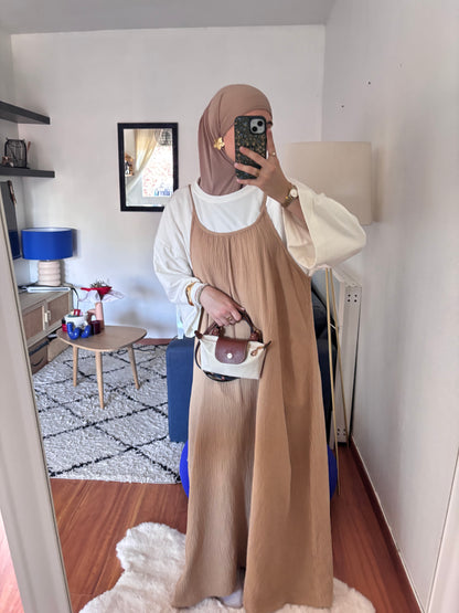 ROBE EN GAZ DE COTON ARIELLE CAMEL