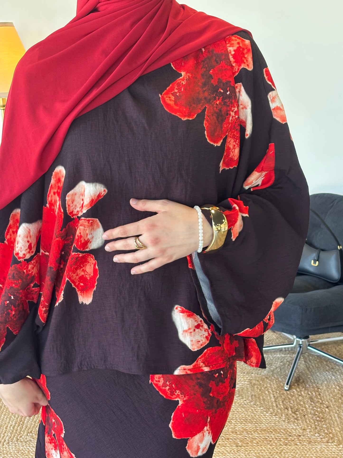 ENSEMBLE SAFIYA FLEURI NOIR
