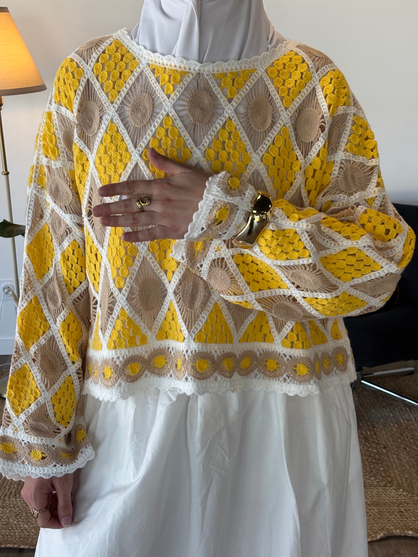 TOP EN MAILLE BALI JAUNE