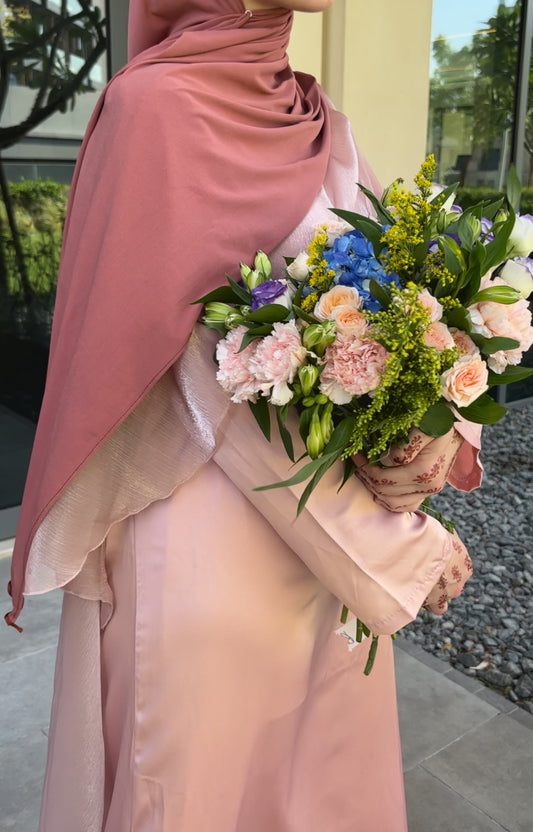 VOILE JERSEY PREMIUM À FROUFROUS ROSE ANDALOU