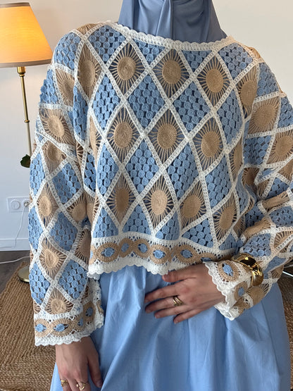 TOP EN MAILLE BALI BLEU